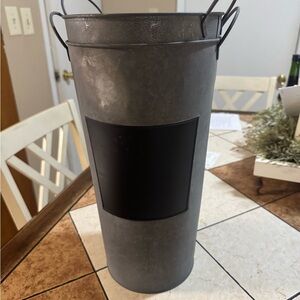 Galvanized Metal bucket with Black Chalkboard Panel - used once Home Accents - 2